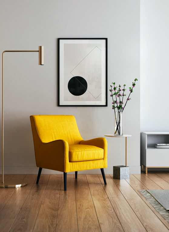 Modern home interior | yellow chair, living space