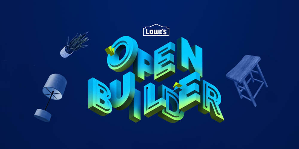Title graphic of Lowes Open Builder library with 3D images around title.